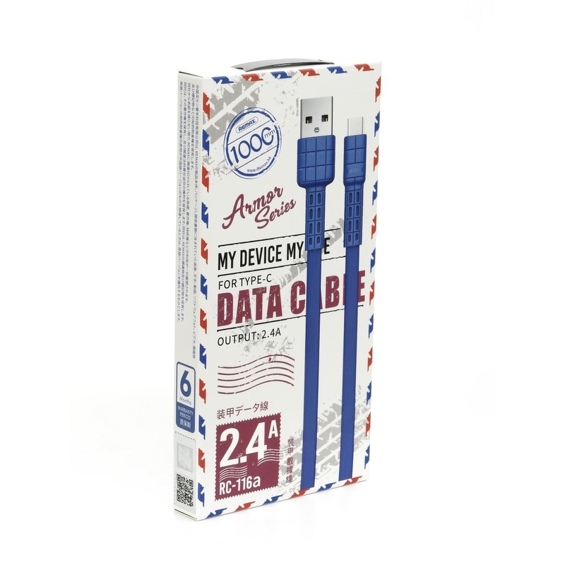 Cablu de date Type-C Remax RC-116a 1M 2.4A - Albastru