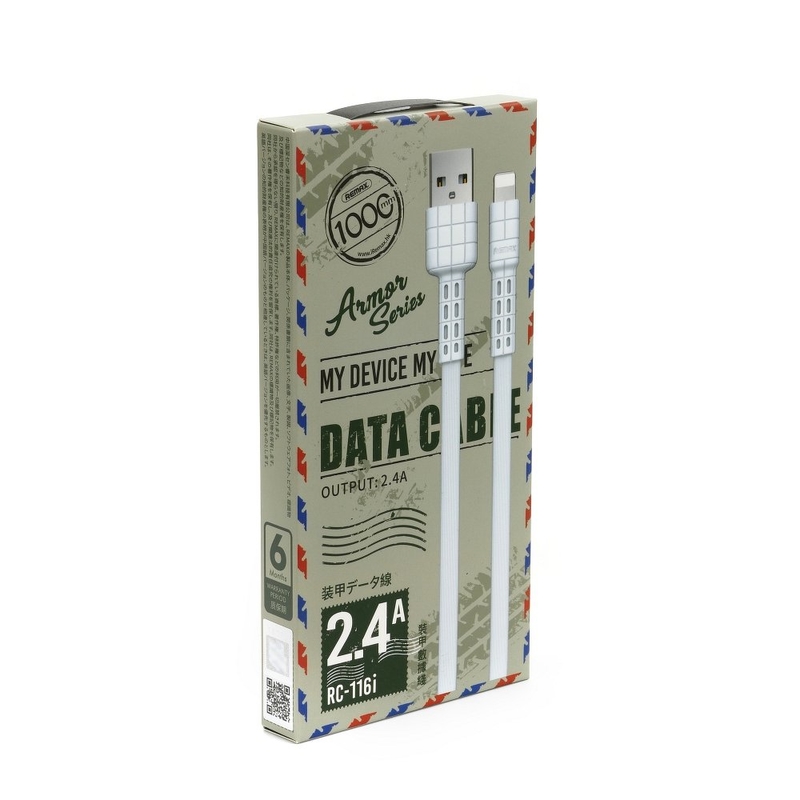 Cablu de date Lightning Remax RC-116i 1M 2.4A - Alb