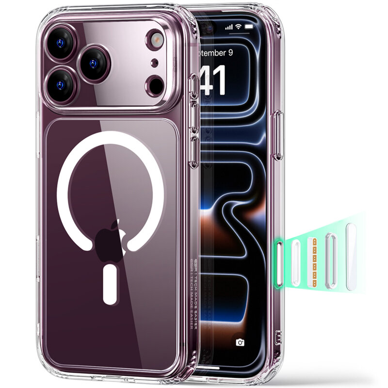 Husa iPhone 17 Pro ESR Classic Hybrid HaloLock, transparenta