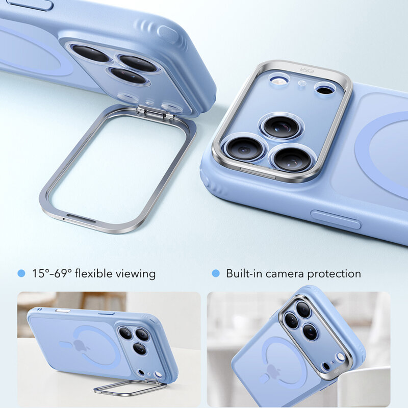 Husa iPhone 17 Pro Max ESR Classic Hybrid HaloLock Kickstand, bleu