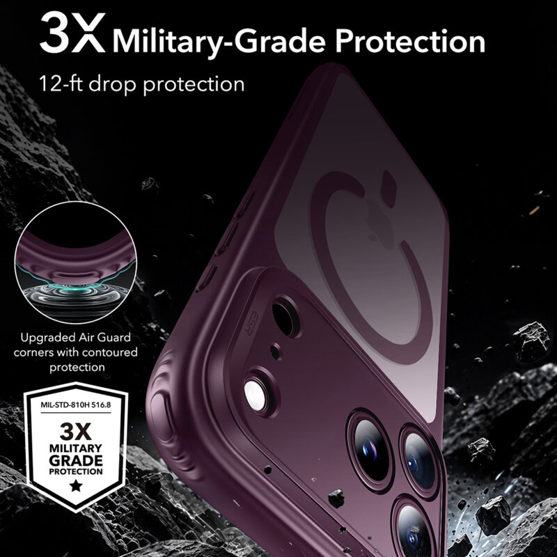 Husa iPhone 18 Pro Max ESR Classic Hybrid HaloLock, bordo