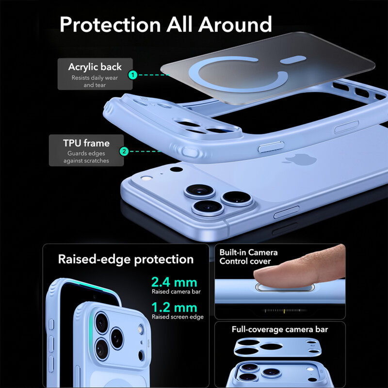 Husa iPhone 18 Pro Max ESR Classic Hybrid HaloLock, blue
