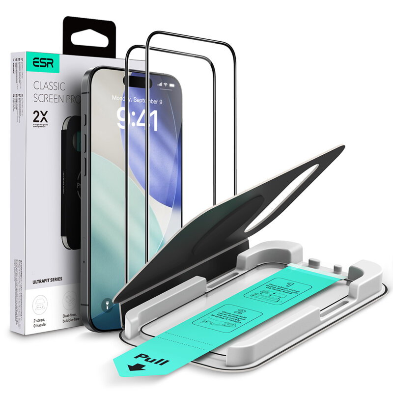 [Pachet 2x] Folie sticla iPhone 17 Pro ESR UltraFit Classic, transparenta