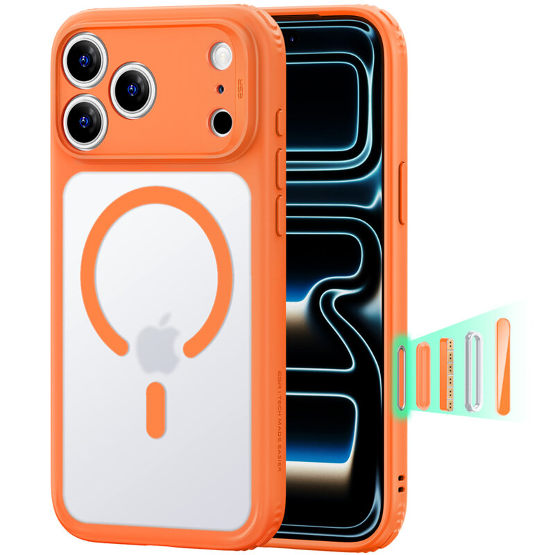 Husa iPhone 18 Pro ESR Classic Hybrid HaloLock, oranj frost