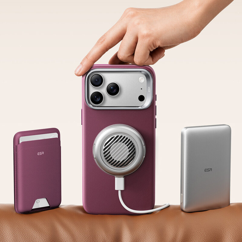 Husa iPhone 17 Pro ESR Atelier Magnetic Kickstand, bordo