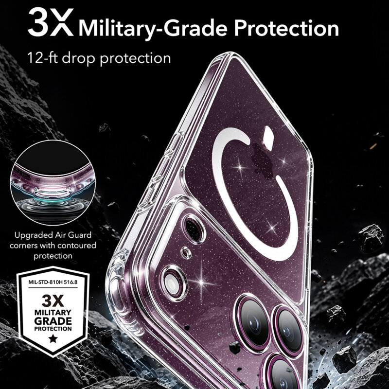 Husa iPhone 18 Pro Max ESR Classic Hybrid HaloLock, transparenta