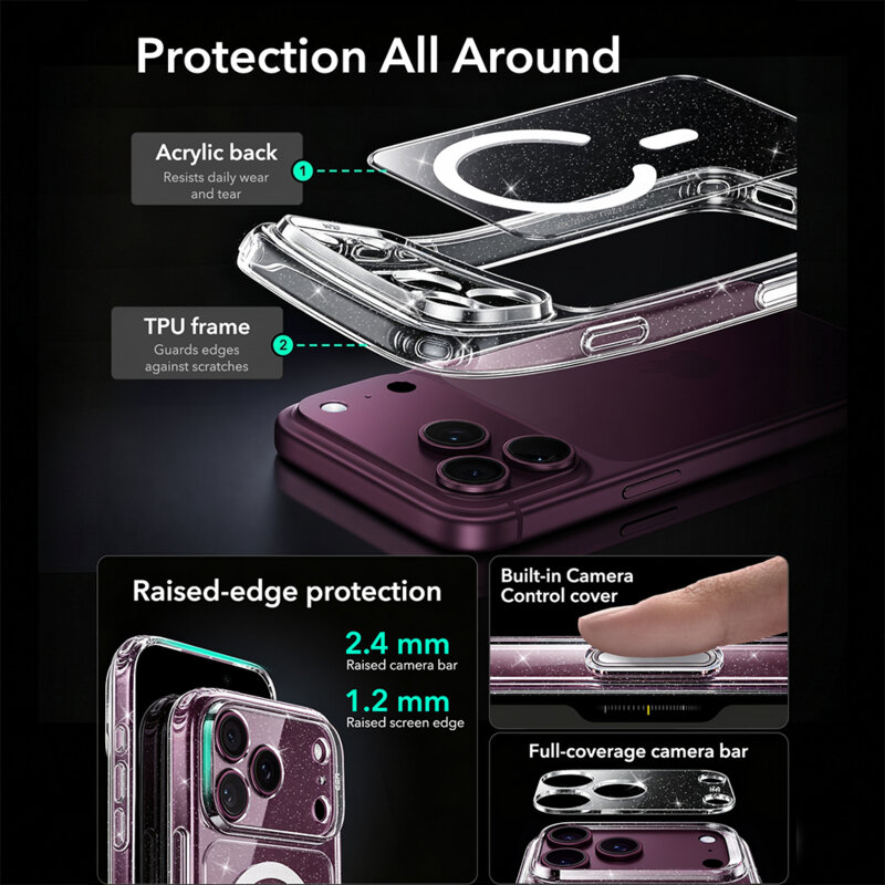 Husa iPhone 18 Pro Max ESR Classic Hybrid HaloLock, transparenta