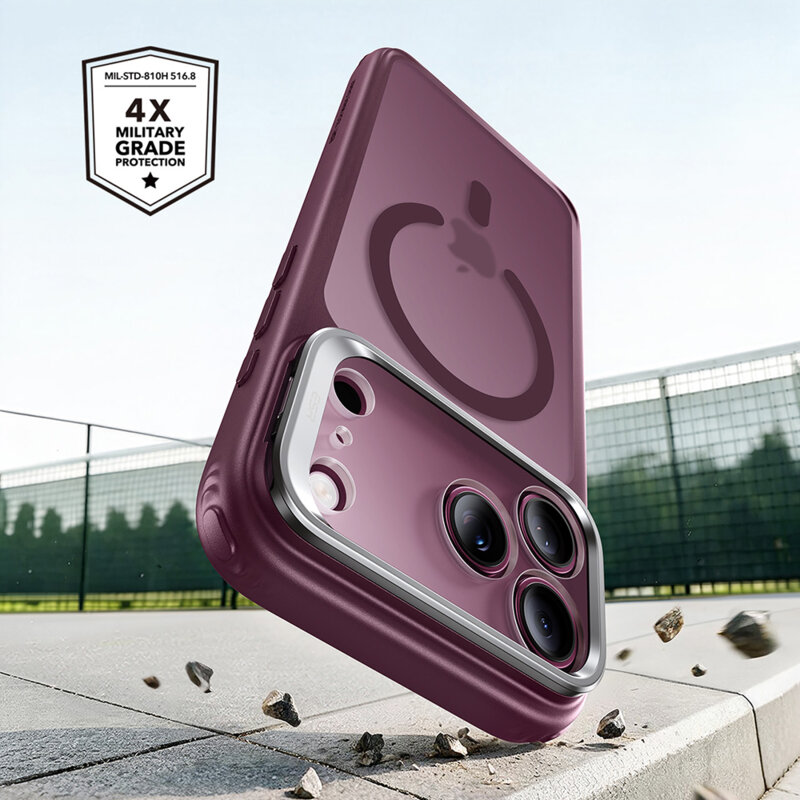 Husa iPhone 18 Pro Max ESR Classic Hybrid HaloLock Kickstand, bordo