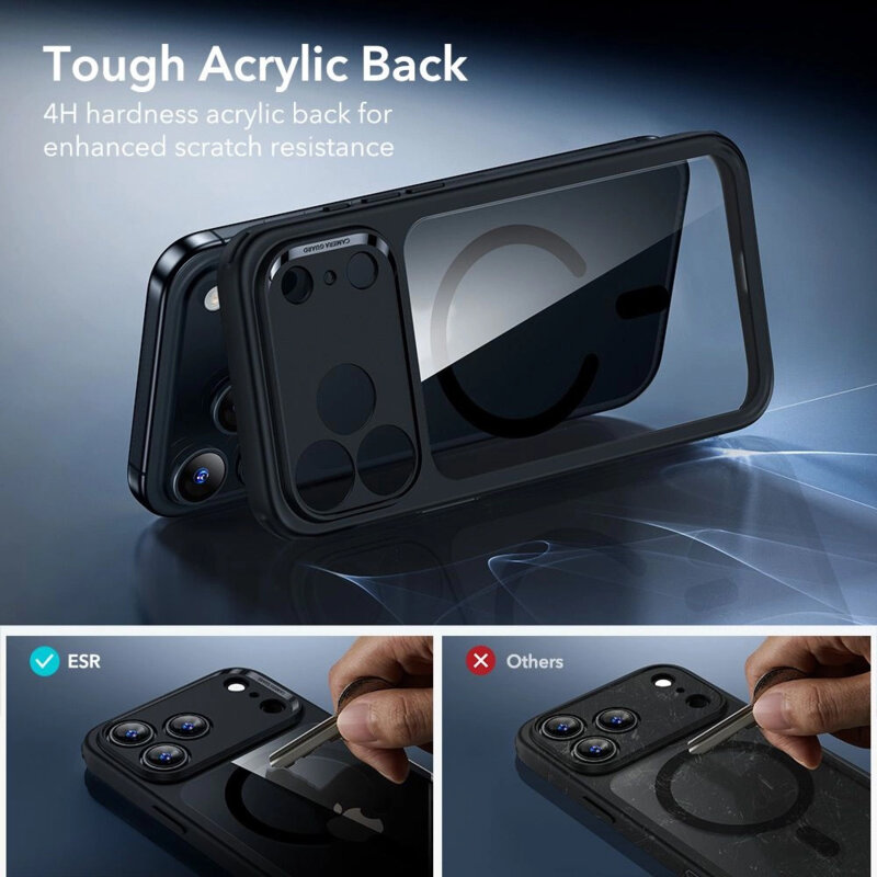 [Pachet 360°] Husa + folie iPhone 18 Pro Max ESR Classic Hybrid HaloLock, negru/transparenta