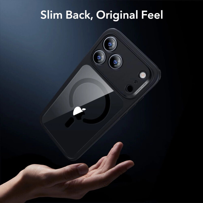 [Pachet 360°] Husa + folie iPhone 18 Pro Max ESR Classic Hybrid HaloLock, negru/transparenta