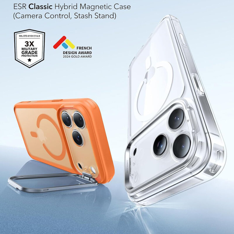 Husa iPhone 18 Pro Max ESR Classic Hybrid HaloLock Kickstand, portocaliu