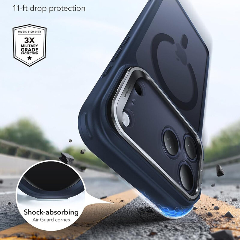 Husa iPhone 18 Pro ESR Classic Hybrid HaloLock Kickstand, bleumarin