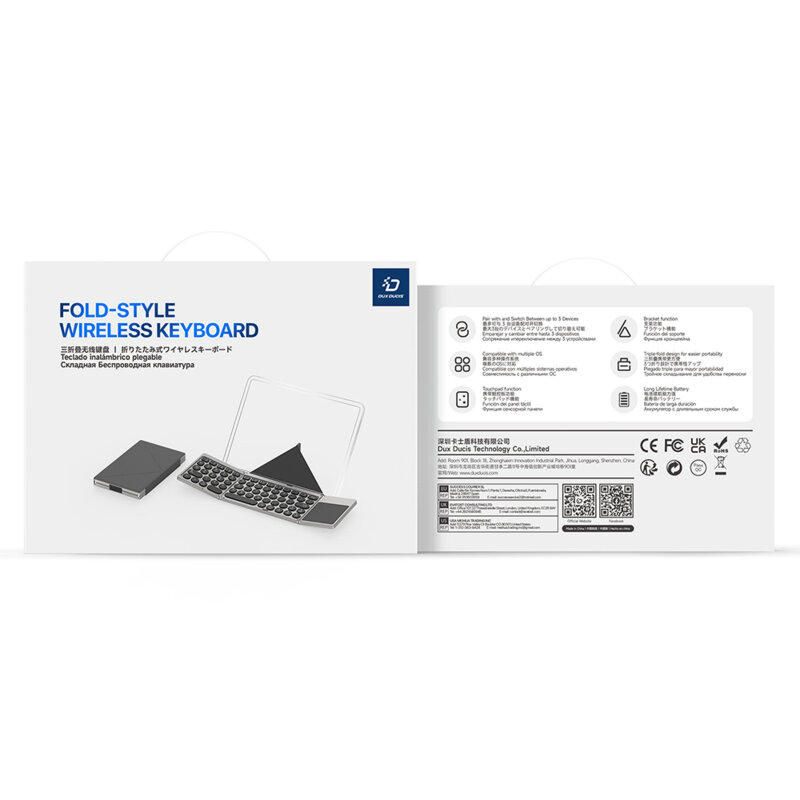 Tastatura pliabila Bluetooth 180mAh, universala Dux Ducis, negru