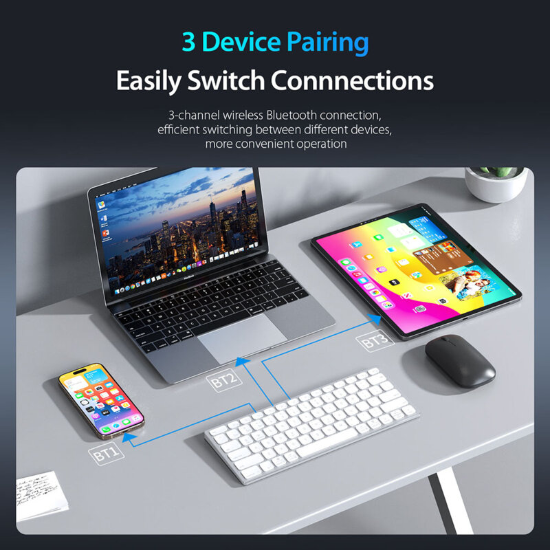 Mini tastatura wireless pentru tableta Type-C, 180mAh Dux Ducis, alb