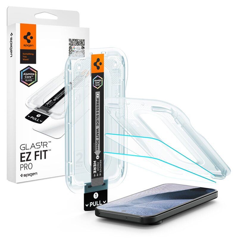 [Pachet 2x] Folie Google Pixel 11 Pro XL Spigen Glas.tR EZ Fit Pro, transparenta