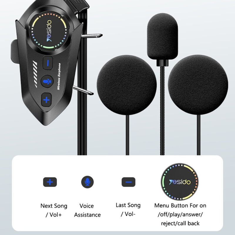 Intercom moto Bluetooth 5.4 cu difuzoare si microfon, Yesido VC19