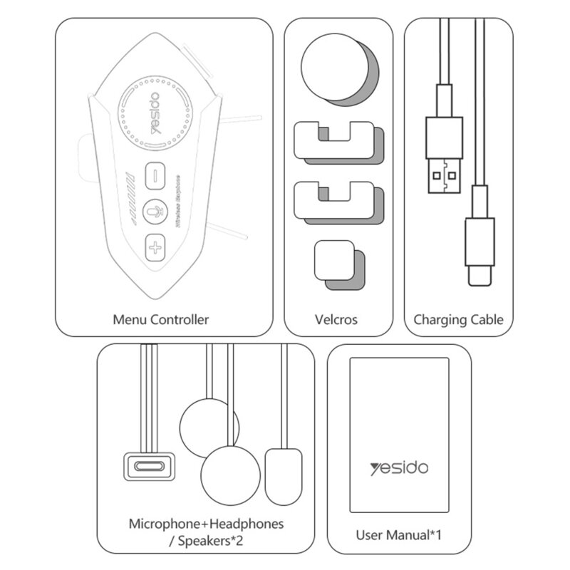 Intercom moto Bluetooth 5.4 cu difuzoare si microfon, Yesido VC19