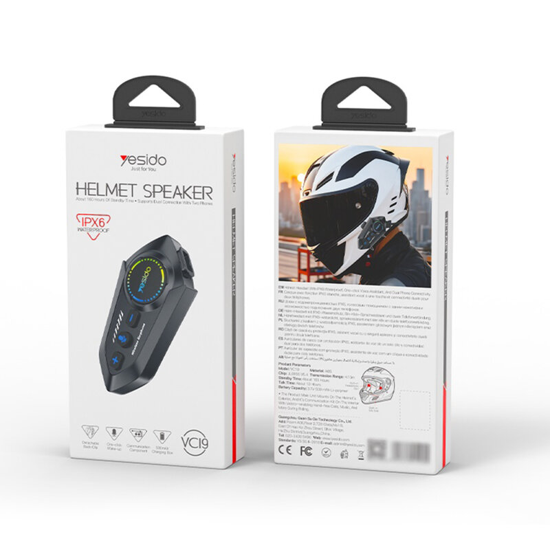 Intercom moto Bluetooth 5.4 cu difuzoare si microfon, Yesido VC19