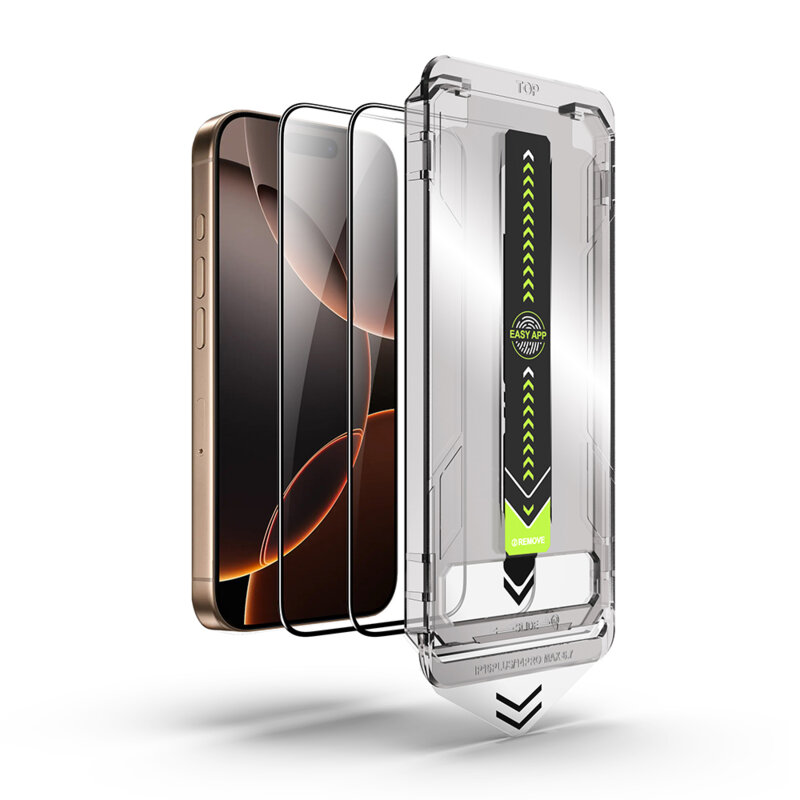 [Pachet 2x] Folie iPhone 18 Pro Techsuit TitanGlass FullCover, negru