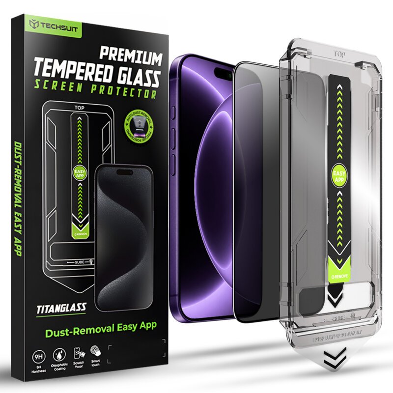 Folie iPhone 18 Pro Techsuit TitanGlass FullCover, privacy