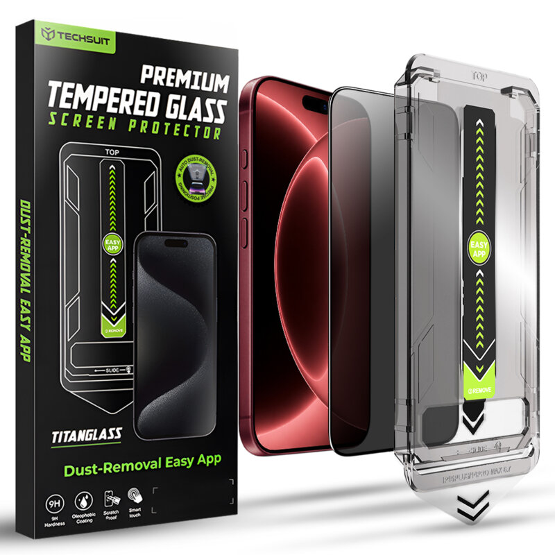 Folie iPhone 18 Pro Max Techsuit TitanGlass FullCover, privacy