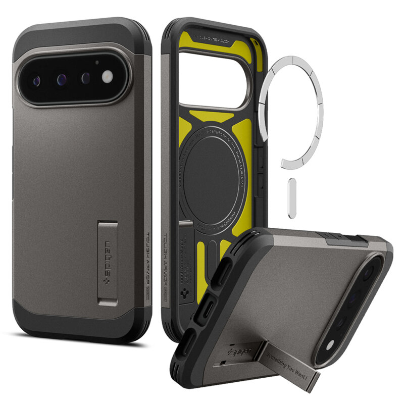 Husa Google Pixel 11 Pro Spigen Tough Armor MagSafe, cenusiu