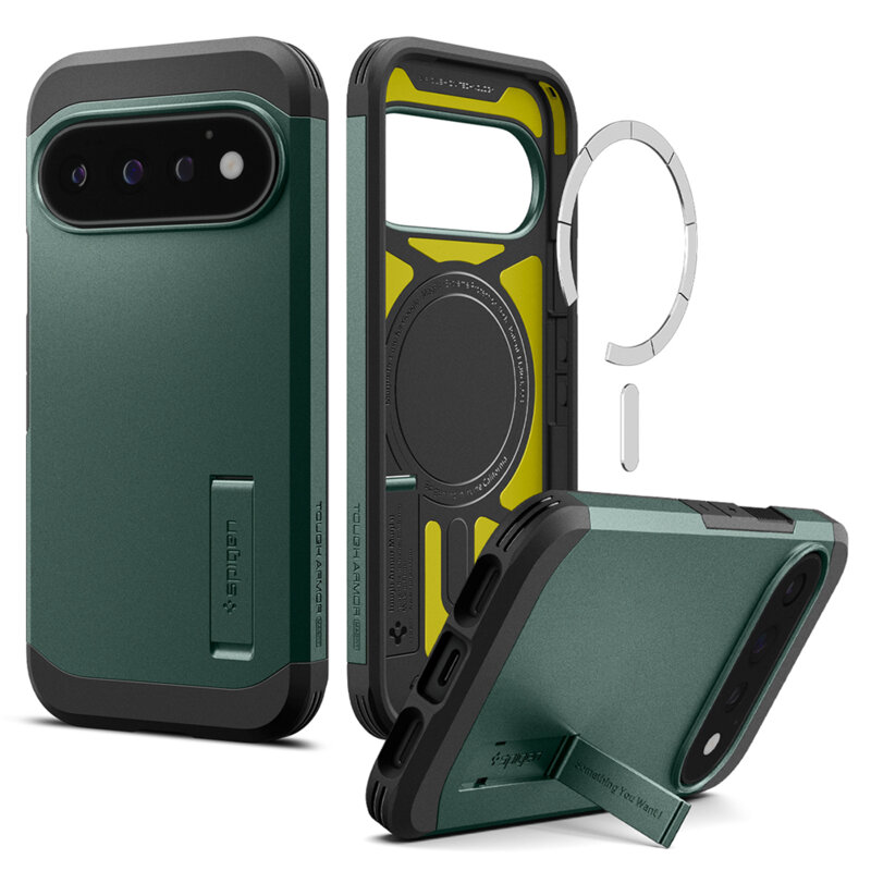 Husa Google Pixel 11 Pro Spigen Tough Armor MagSafe, verde