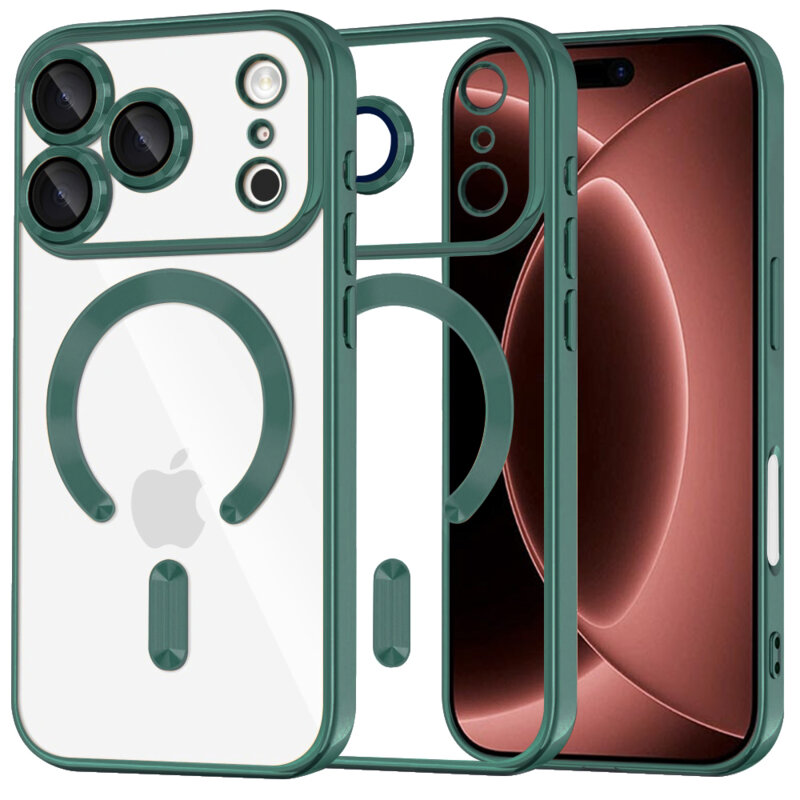 Husa premium iPhone 17 Pro Max Techsuit Luxury Crystal MagSafe, verde inchis