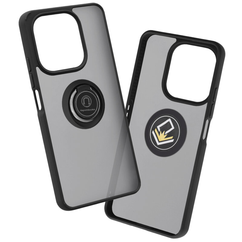 Husa Honor X8d Techsuit Glinth cu inel suport stand magnetic, negru