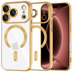 Husa premium iPhone 17 Pro Max Techsuit Luxury Crystal MagSafe, auriu