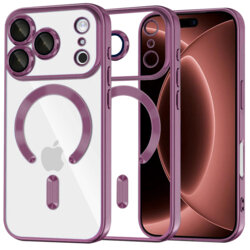Husa premium iPhone 18 Pro Max Techsuit Luxury Crystal MagSafe, visiniu