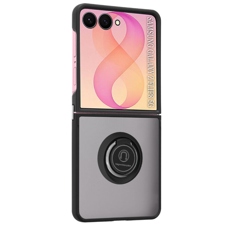 Husa Samsung Galaxy Z Flip8 Techsuit Glinth cu inel suport stand magnetic, negru