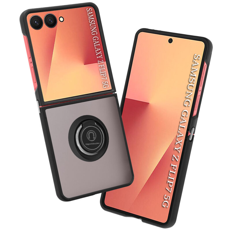 Husa Samsung Galaxy Z Flip7 Techsuit Glinth cu inel suport stand magnetic, negru