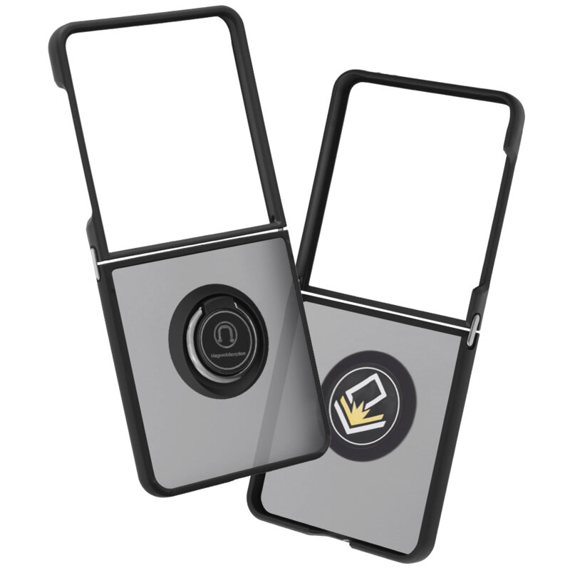 Husa Samsung Galaxy Z Flip7 Techsuit Glinth cu inel suport stand magnetic, negru