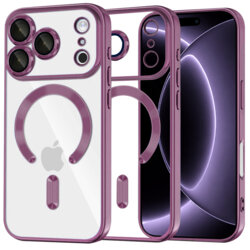 Husa premium iPhone 17 Pro Techsuit Luxury Crystal MagSafe, visiniu
