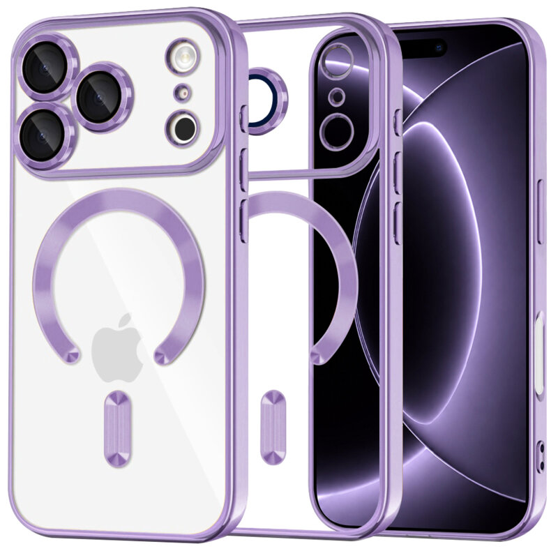 Husa premium iPhone 17 Pro Techsuit Luxury Crystal MagSafe, mov