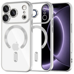 Husa premium iPhone 17 Pro Techsuit Luxury Crystal MagSafe, argintiu