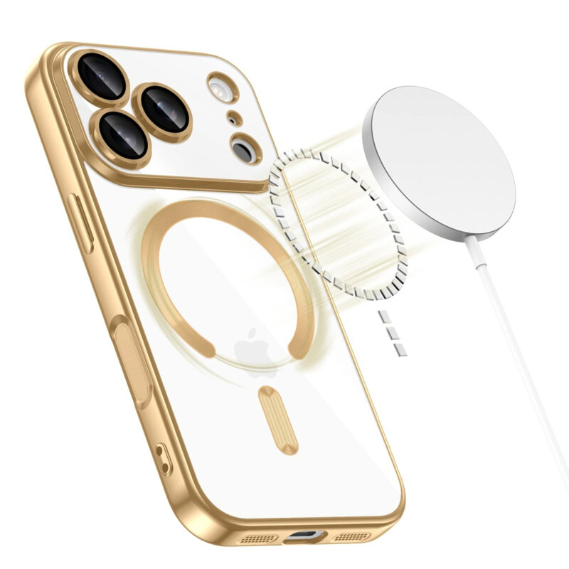 Husa premium iPhone 17 Pro Techsuit Luxury Crystal MagSafe, argintiu