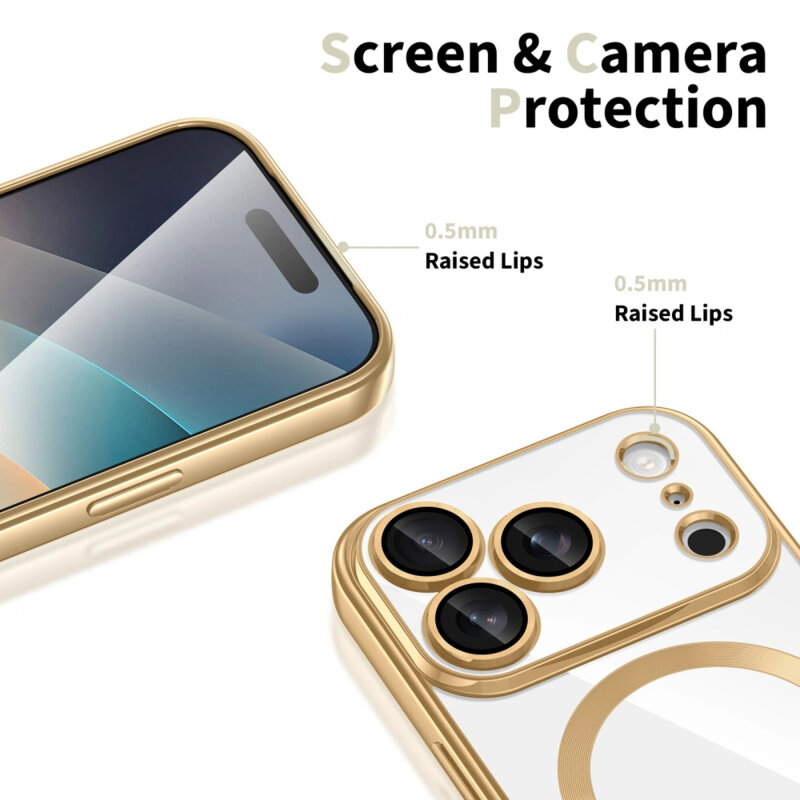 Husa premium iPhone 17 Pro Techsuit Luxury Crystal MagSafe, argintiu