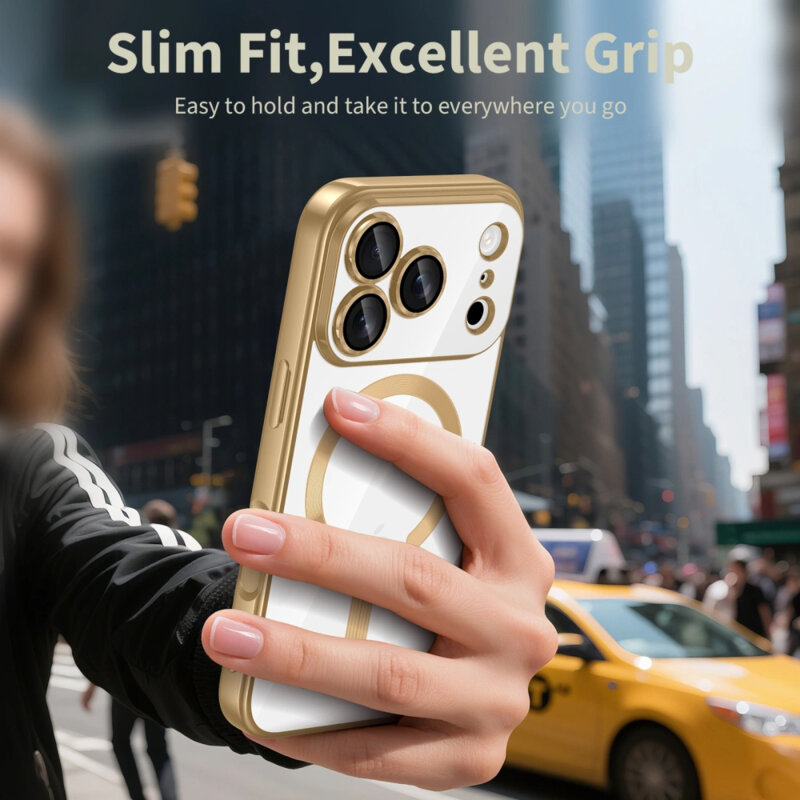 Husa premium iPhone 17 Pro Techsuit Luxury Crystal MagSafe, argintiu