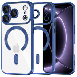 Husa premium iPhone 17 Pro Techsuit Luxury Crystal MagSafe, albastru
