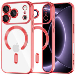 Husa premium iPhone 17 Pro Techsuit Luxury Crystal MagSafe, rosu