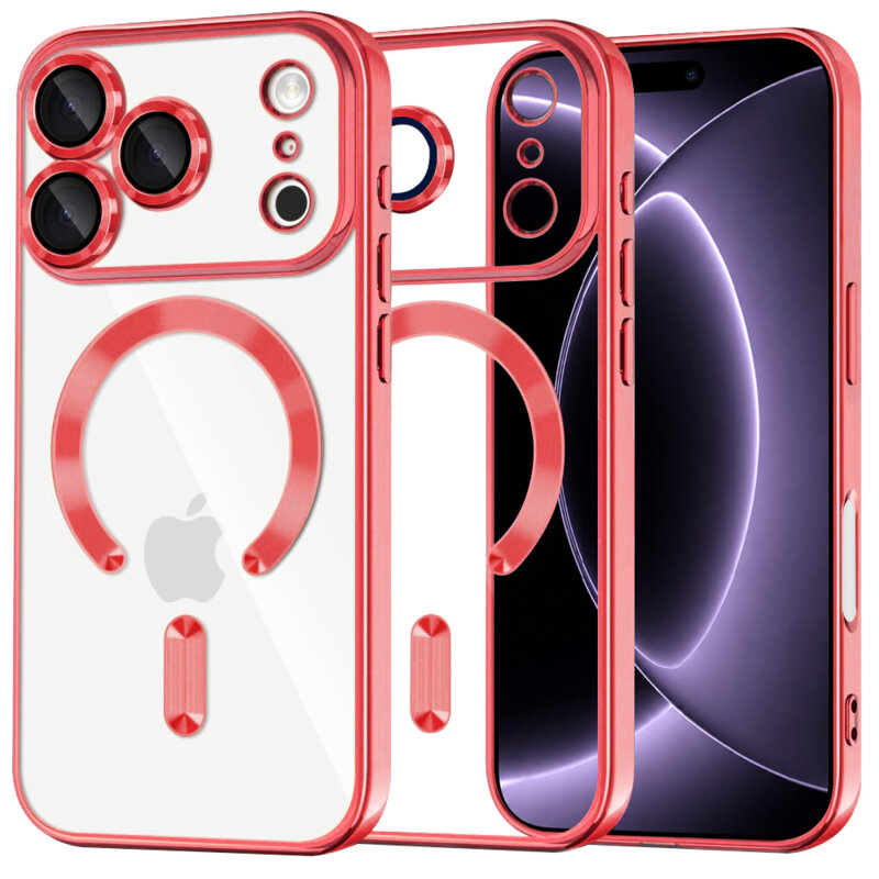 Husa premium iPhone 17 Pro Techsuit Luxury Crystal MagSafe, rosu