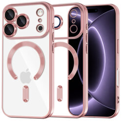 Husa premium iPhone 17 Pro Techsuit Luxury Crystal MagSafe, roz