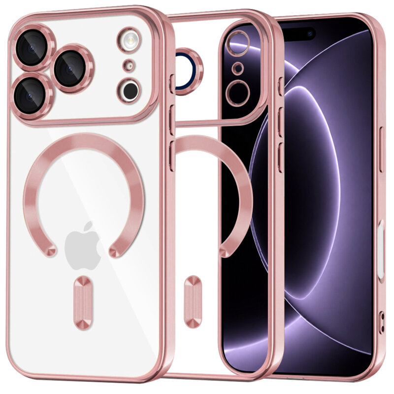 Husa premium iPhone 17 Pro Techsuit Luxury Crystal MagSafe, roz
