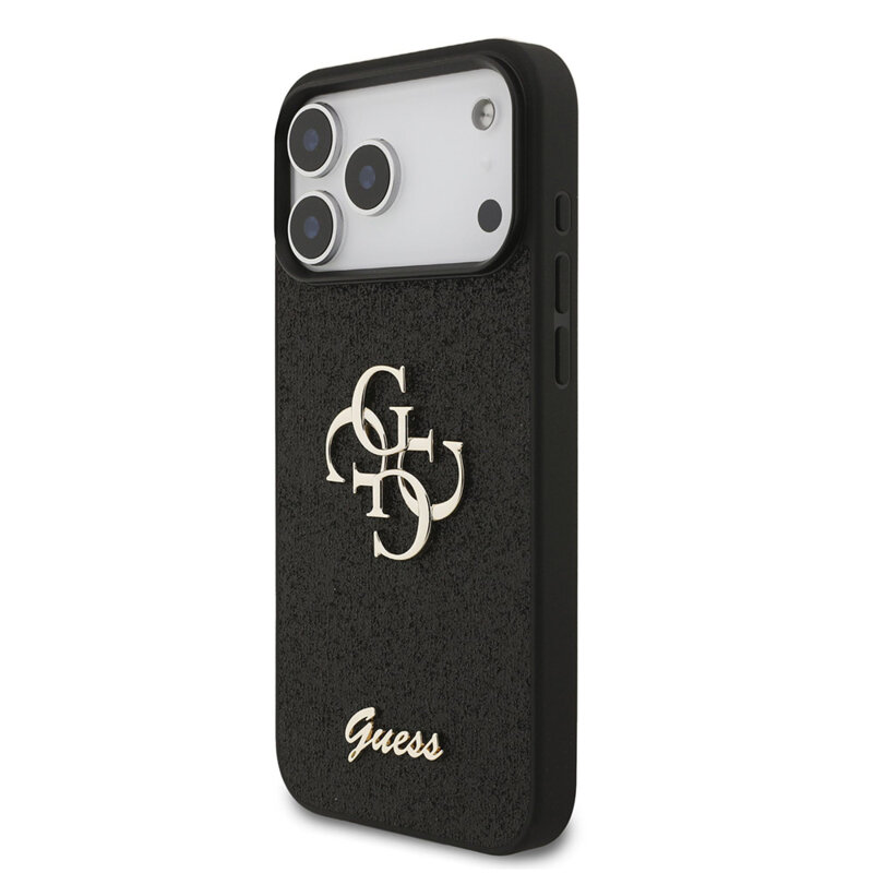 Husa Guess Fixed Glitter Big 4G iPhone 18 Pro Max cu sclipici, negru, GUHCP18LHG4SGK