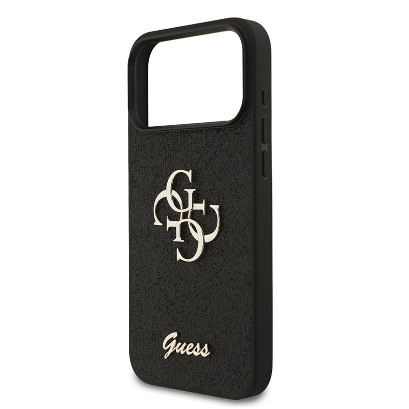 Husa Guess Fixed Glitter Big 4G iPhone 18 Pro Max cu sclipici, negru, GUHCP18LHG4SGK
