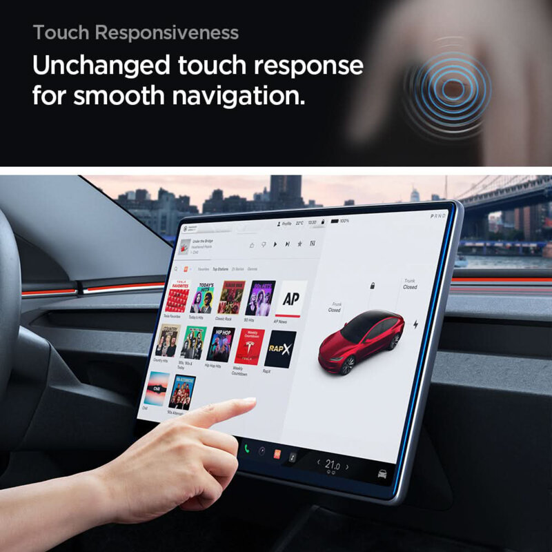 Folie display auto Tesla Model Y (2026/2025) / Model 3 (2026/2025/2024) Spigen Glas.tR EZ Fit Anti-Glare Matte FC, negru