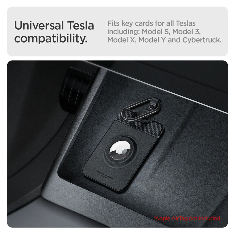 [Pachet 2x] Suport card-cheie Tesla, husa Air Tag Spigen, negru