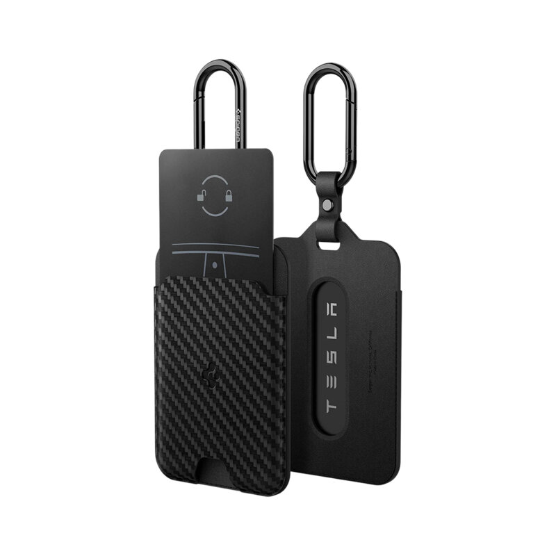 [Pachet 2x] Suport card-cheie Tesla, husa universala Spigen, negru